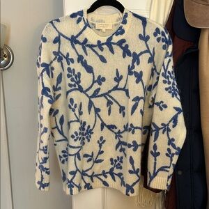 Sezane Blue and Cream Floral Sweater